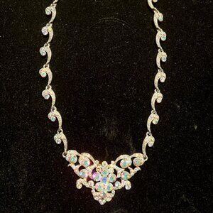 Vintage Rhinestone Necklace with Aurora Borealis Stones